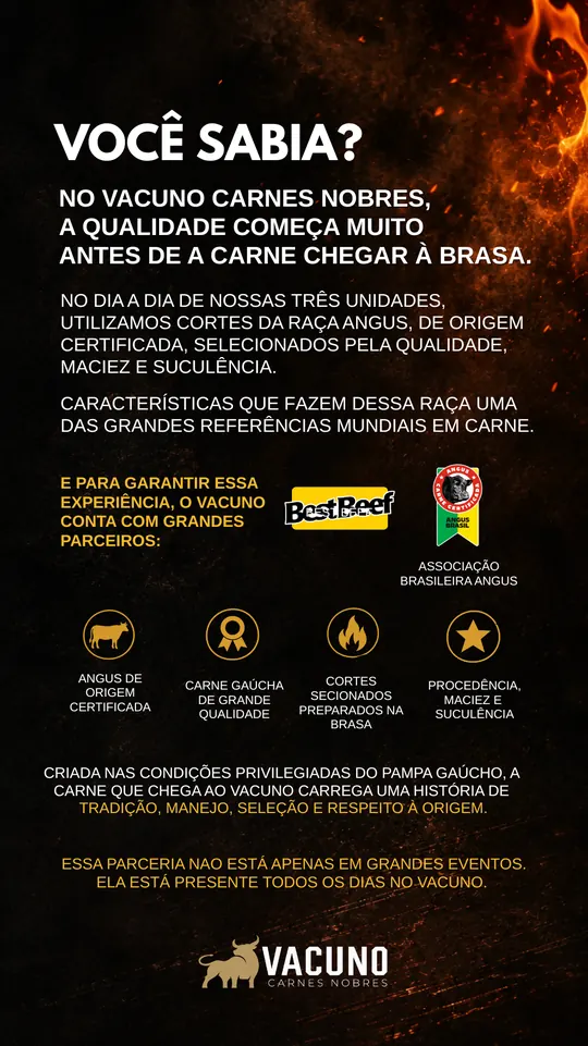 Arte Você sabia? do Vacuno: A qualidade começa antes da brasa