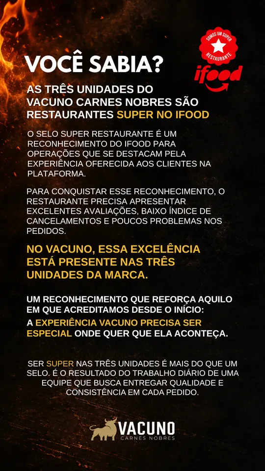 Arte Você sabia? do Vacuno: Super Restaurante no iFood