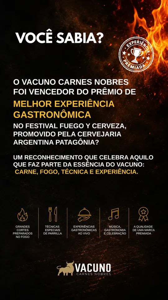 Arte Você sabia? do Vacuno: Melhor Experiência Gastronômica
